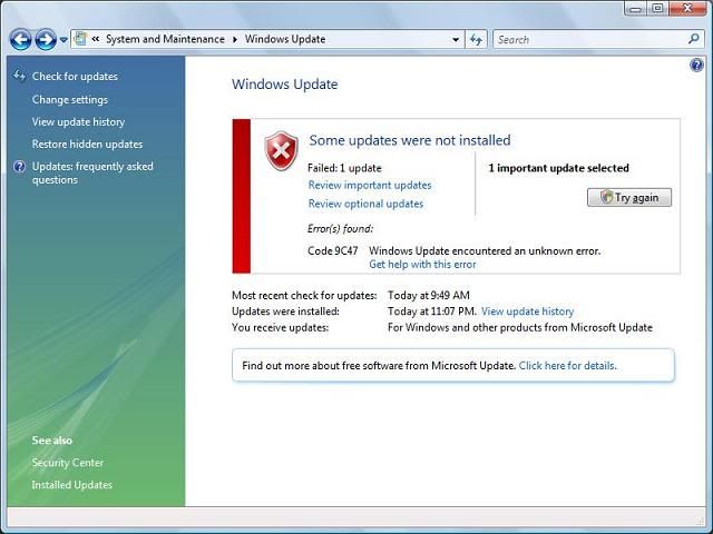 cannot apply ie9 on windows 7 64