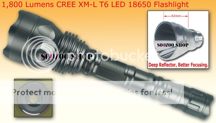 1800 Lumen CREE XM L T6 LED Flashlight Torch Lamp Light Hiking Hunting Camping
