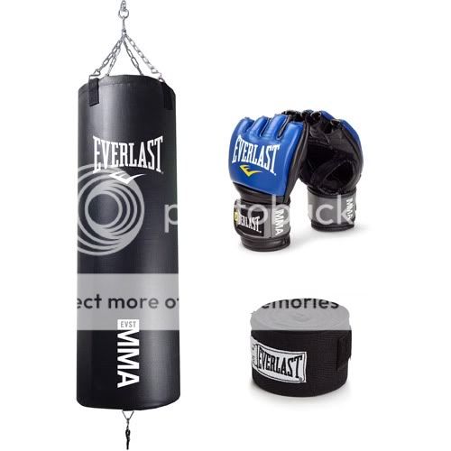 Everlast MMA 70 lb Heavy Bag Pro Style Kit w MMA Grappling Gloves