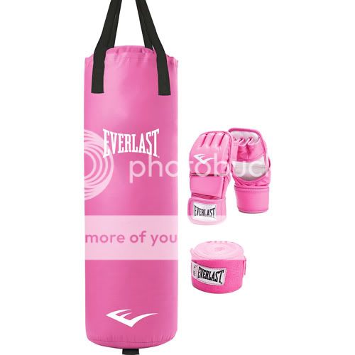 Everlast 70 lb Heavy Bag Set w/ Gloves & Stand (Pink or Black)